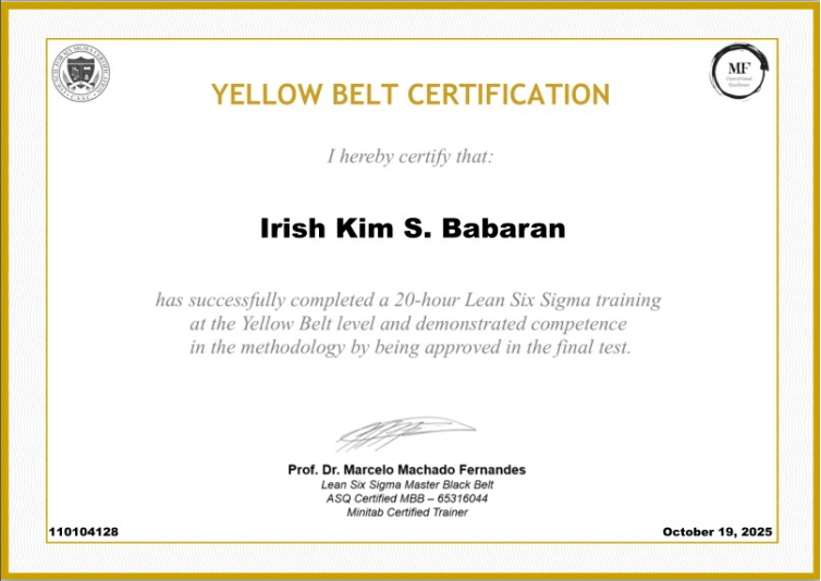 Lean Six Sigma Yellow Belt